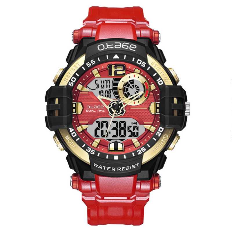 

Wristwatches O.Tage Mens Analog Digital Waterproof Outdoor Sport Watch Military Multifunction Alarm Calendar Chronograph, Silver