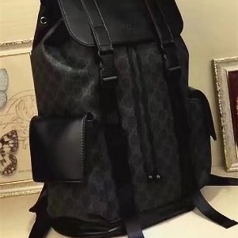 

CLASSIC luxury branded leather men backpack black dot print cover flip women sport backpacks Favourite string BAGS