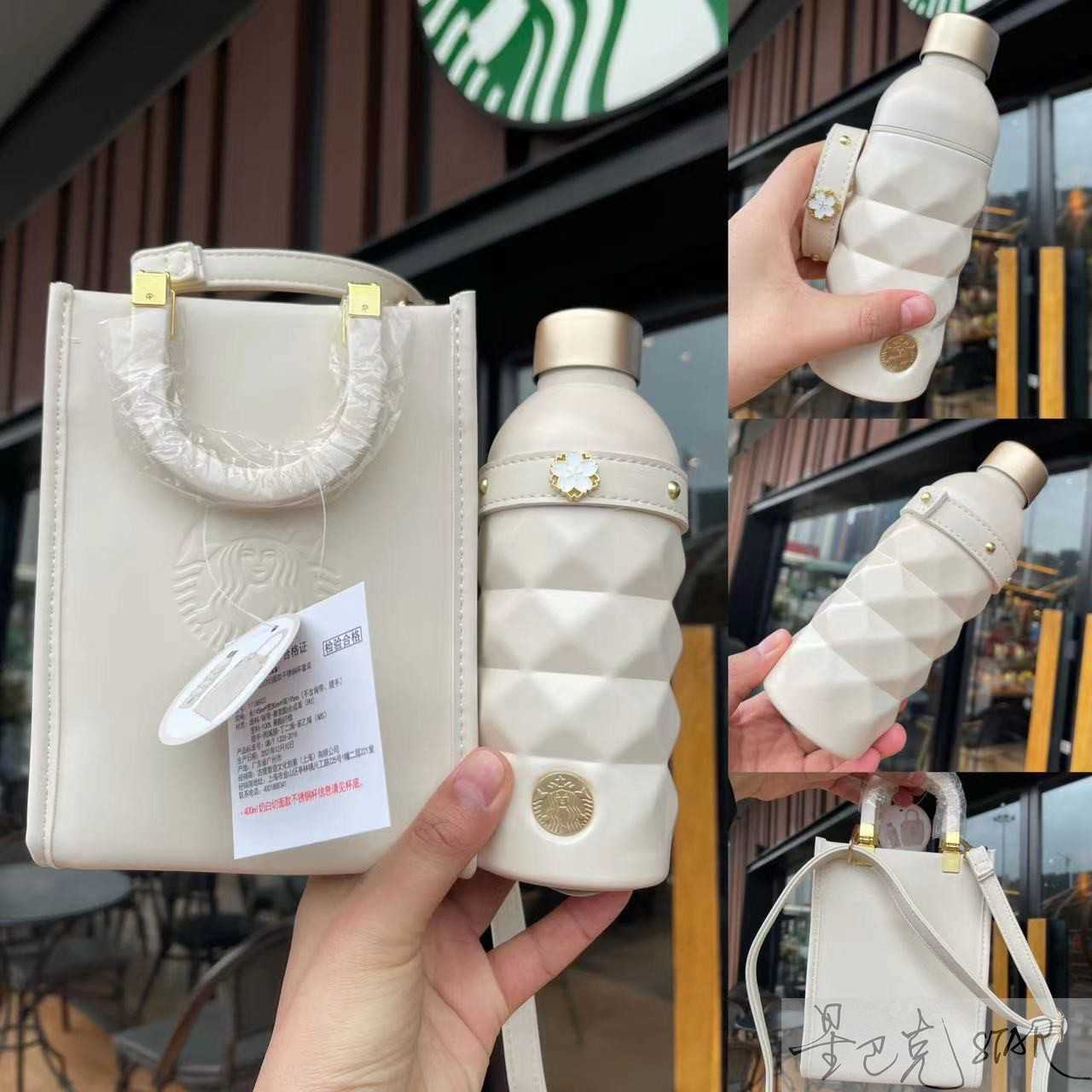 STARBUCKS NOUVELLE COUPE PURE BLANCHE 400ML LUIT BLANCHE SURFACE EN ACIER INOXYDABLE COUVERTURE COUVERTURE THERMOS TASSE COUCHES SAC