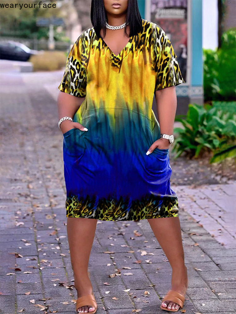 

Colors Leopard Pattern X-Long T Shirt All Over Printed Summer Streetwear Home Pajamas Casual Short Sleeve Women Female Clothing, Tee2