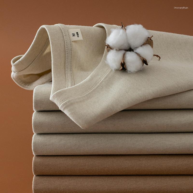 

Men's T Shirts Natural Colored Cotton Round Neck Shirt For Men Short Sleeve CrewNeck Basic Undershirt Solid Color Casual Tops Tee Mal, Beige
