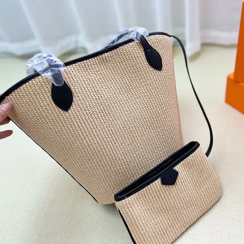 

Women Fashion Straw Bag Lafite Woven Bags New Designer Tote Shoulder Bag Womens Cross Body Handbag Beach Purse Wallet Casual Bags D226141F, No.5