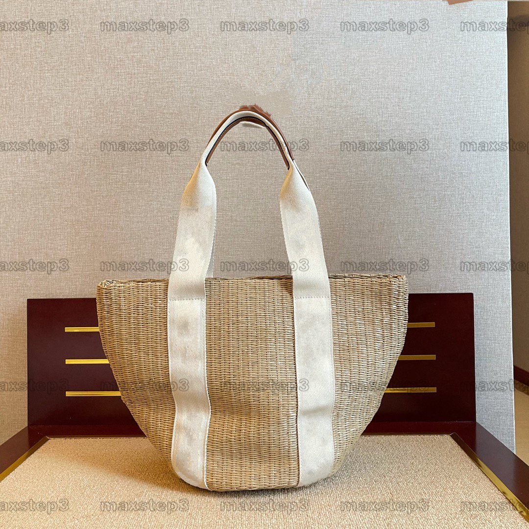 

Choe Large Capacity Totes Bag Vintage Straw Style Woven Shopper Bags with Logo Jacquard Webbing Designers Luxurys Handbag