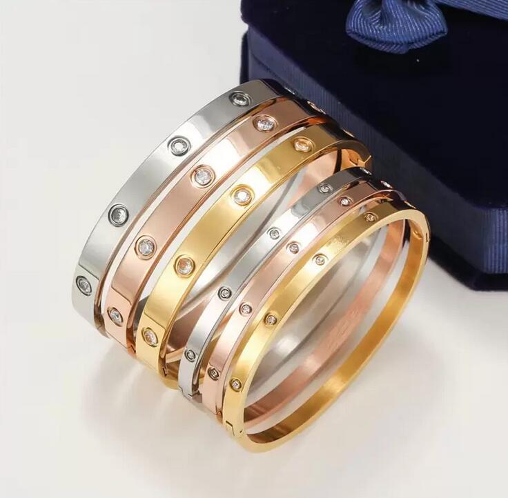 

Designer Women Bracelet Men Luxury Jewelry Stainless Steel Buckle Couples Gift Silver High Quality Rose Gold Diamond Bangles Mens Bracelet