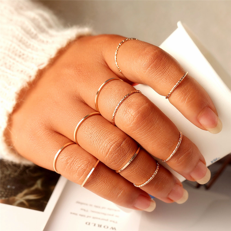 

10 pcs set Minimalist Midi Round Twist Weave Ring Set Fashion Jewelry Female Elegant Classic Knuckle Finger Rings for Women 220716