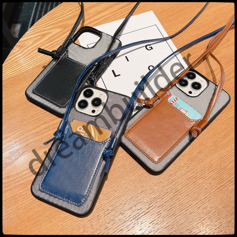 

D designer phone cases For iPhone 13 Pro max 12 11 X XR XS XSMAX fashion case Mobile phone shell Samsung S20 S21 S22 Cover with lanyard, Brown