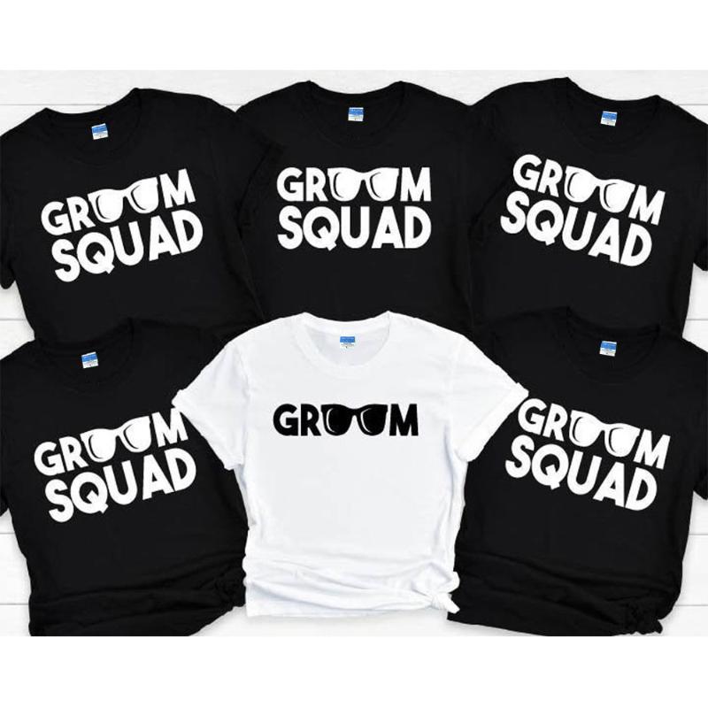 

Men' T-Shirts Summer Groom Shirt Squad Men Oversize Bachelor Party Tops Engagement Clothes Bachelorette Groomsmen FashionMen, Black t-white squad