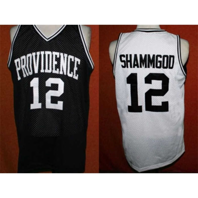 

Xflsp #12 God Shammgod Providence Black White basketball jersey Men's Double Stitched Embroidery Jersey Customize any name and number