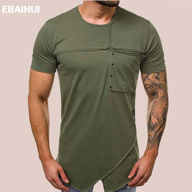 

Men's T-Shirts Men's Short Sleeve T-shirt Summer Cotton Tees Stitching Irregular Pockets Round Neck Casual Loose Tops GothicMen's Imon22, White