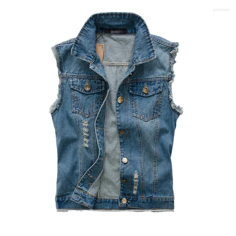 

Men' Vests 2022 Mens Sleeveless Jeans Jacket Oversize 6XL Blue Black Denim Vest Cowboy Waistcoat Guin22
