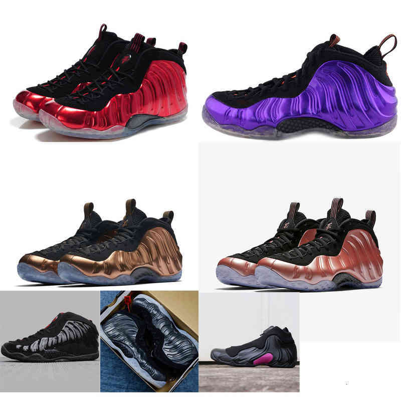 

Womens penny hardaway basketball shoes for sale Metallic Red Black Gold Purple Boys Girls youth kids foams one posite sneakers boot with box, Black pink
