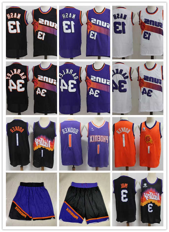 

Phoenix''Suns''Men Jersey Throwback Steve 13 Nash Charles 34 Barkley Devin 1 Booker Chris 3 Paul Basketball Shorts Jerseys, Color