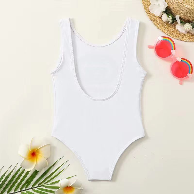 baby Swimwear One-Pieces kid One-Piece Bikini Kids Swimsuit Girls With letters Beachwear Bathing Tops Suit Swim 90-120 White-image-769845488