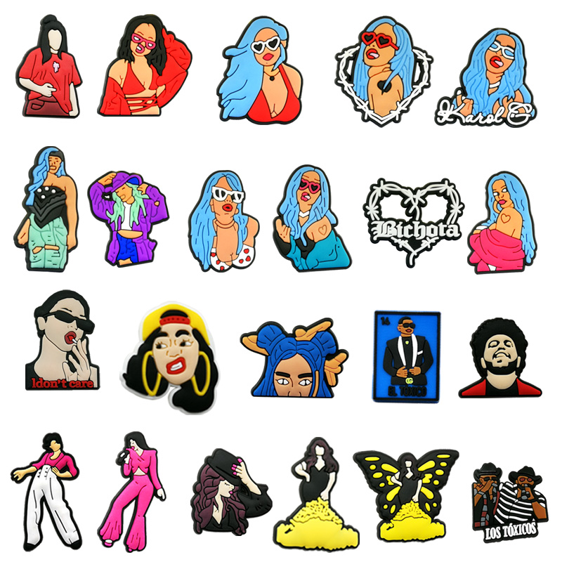 

Super Star Karol G Croc charms Fashion Love Shoe Accessories For Decorations Charms pvc soft Shoes Charm Ornaments Buckles