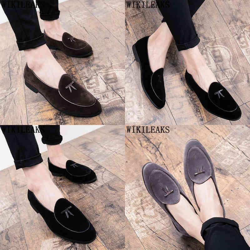 

Dres Shoe Loafer Suede Shoe Men Elegant Black Official for Brown Oxford Wedding 2022 Fashion Erkek Ayakkabi 220723, Auburn