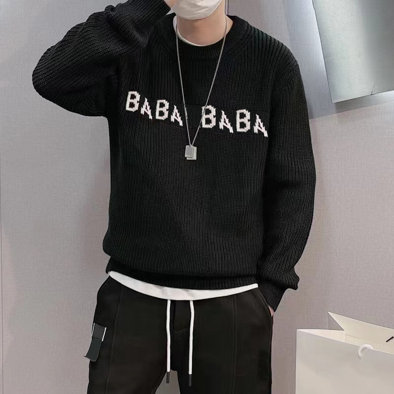

High qualituy lletter logo Mens Winter pullover Sweater long sleeve loose fashion print Round Neck Knitted hoodie ba woman lovers S  L XL, Hi