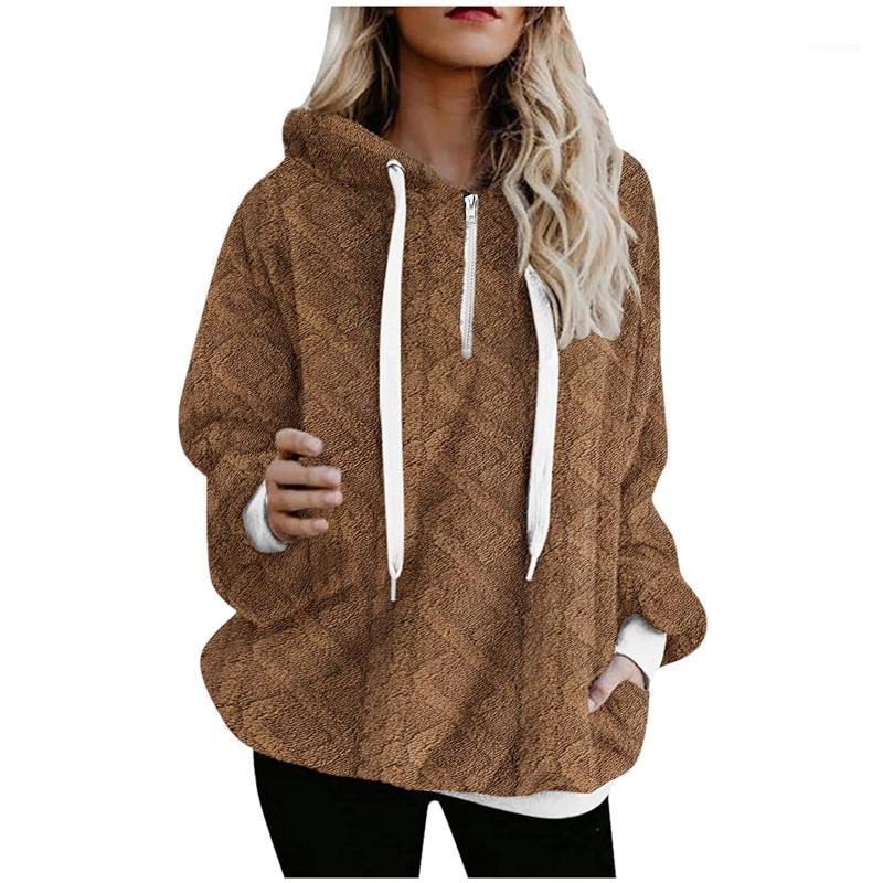 

Women's Wool & Blends Plus Size Jackets For Women 2022 Winter Casual Fashion Loose Plush Print Drawstring Hooded Jacket Manteau Femme Hiver