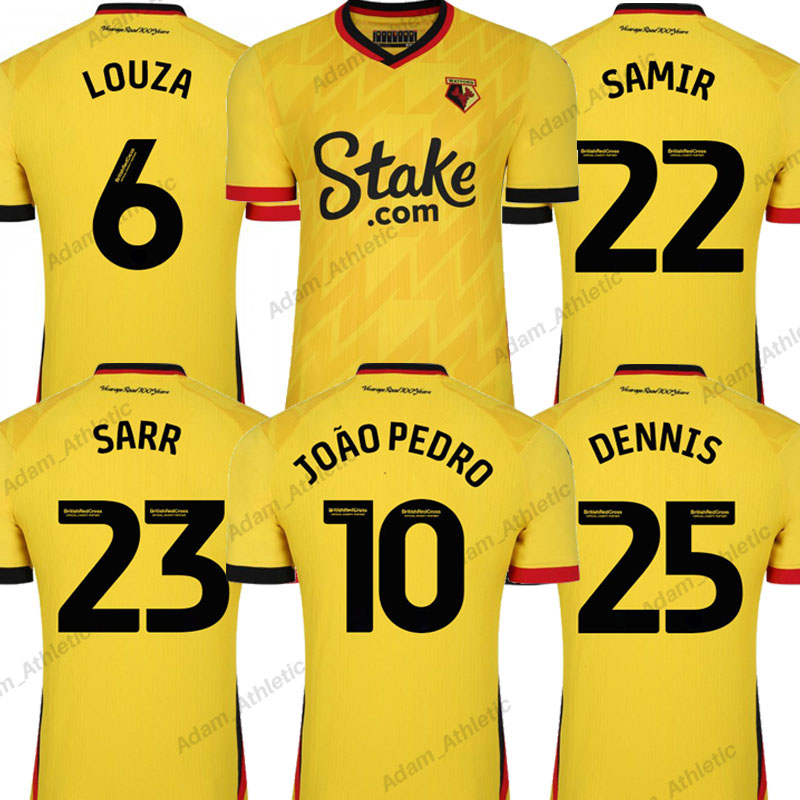 

Watfords jerseys 22 23 JOAO PEDRO SARR DENNIS Watfords football shirts LOUZA SEMA MASINA soccer jersey 2022 2023, 22-23 home