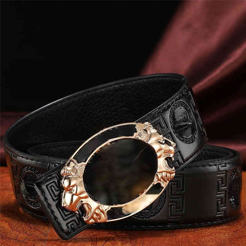 

Mens Belt Buckles Designer Fashion Leather Belts Women Luxury For Dress Men High Quality Brand medusa 003, Black