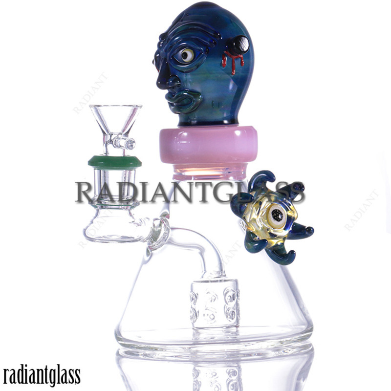 

7 inch scary bong Glass Character Head Water pipe bongs Eye decoration Halloween dab rig