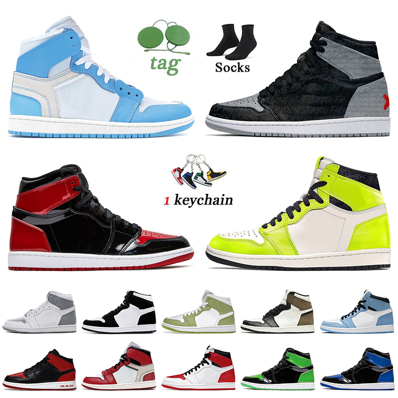 

2022 Jumpman 1s Basketball Shoes Green Python 1 University Blue White Twist Bred Text Patent Royal Blue Visionaire Women Mens Trainers Stealth Big Size Sneakers, E30 chicago 36-47
