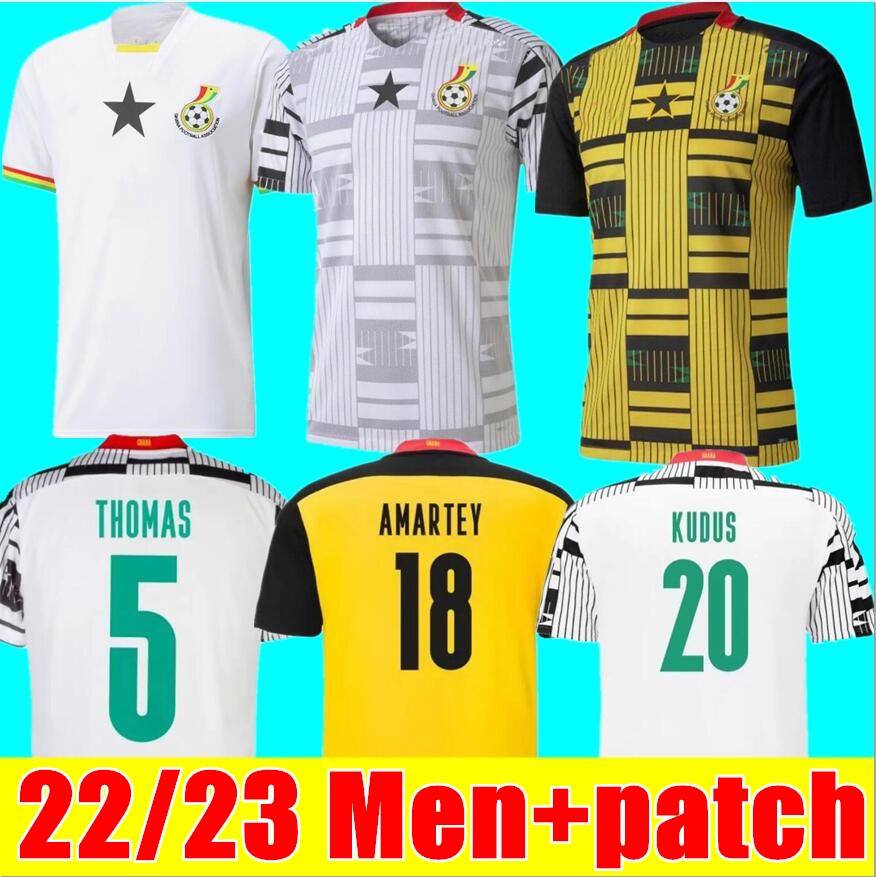 

22/23 Ghana THOMAS Soccer Jerseys 2022 2023 SCHLUPP KUDUS J.AYEW AIDOO JR. Ayew Afena Amartey Djiku Caleb Ekuban Samuel Owusu Home Away white yellow Football shirt, 22/23 adult home