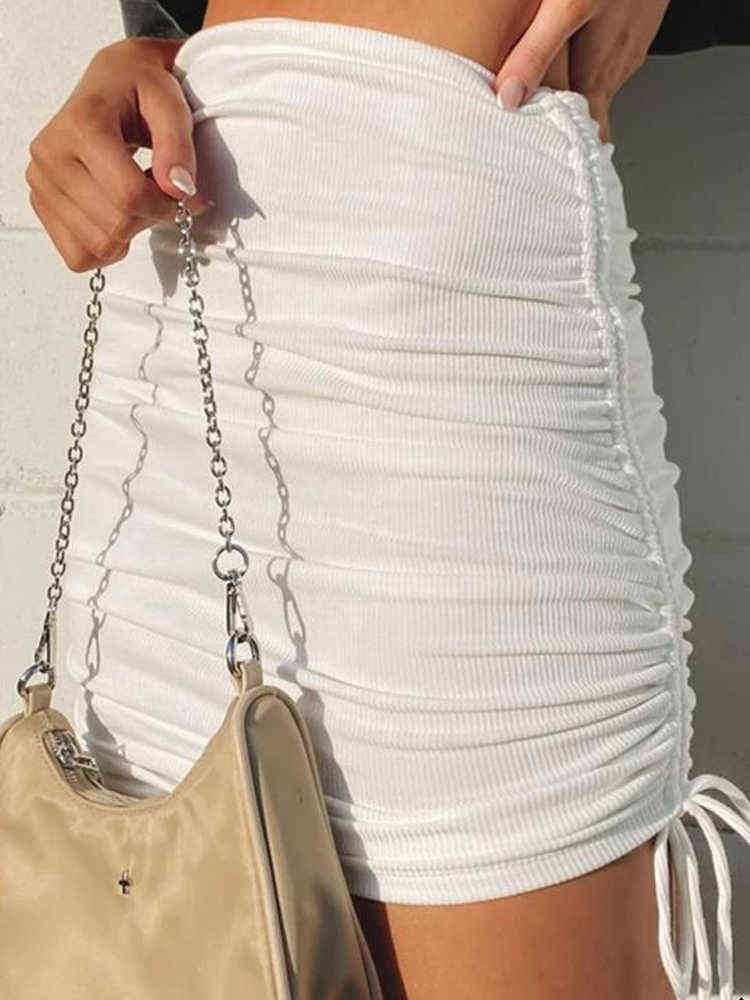 

Women Chic High Waist Lace Up Wrap Hip Mini Skirts Sexy Slim Elastic Knitted Clubwear Vestidos WDC509 220418, Black