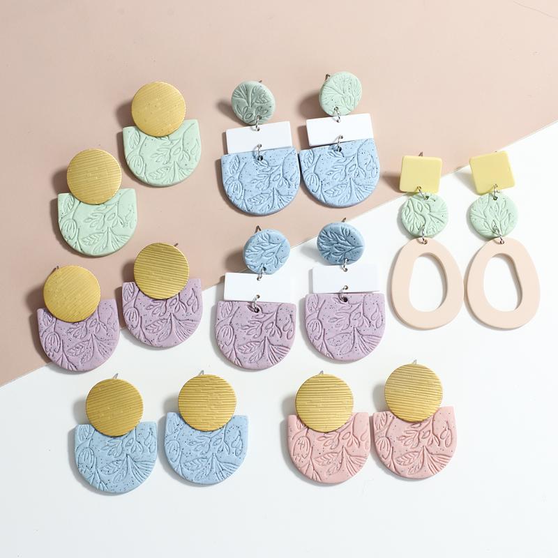 

Dangle & Chandelier Lifefontier 24 Style Trendy Daisy Flower Floral Textured Handmade Polymer Clay Drop Earrings For Women Geometric Earring