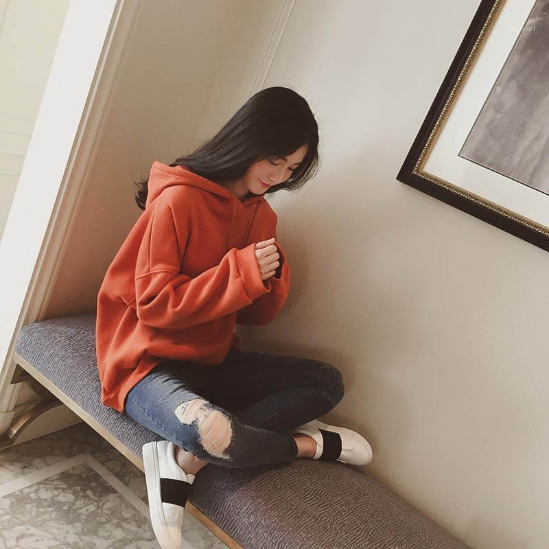 

Ly Women Autumn Winter Pullover Hoodie Solid Color Warm Casual Sweatshirt VK-ING Women's Hoodies & Sweatshirts, Orange