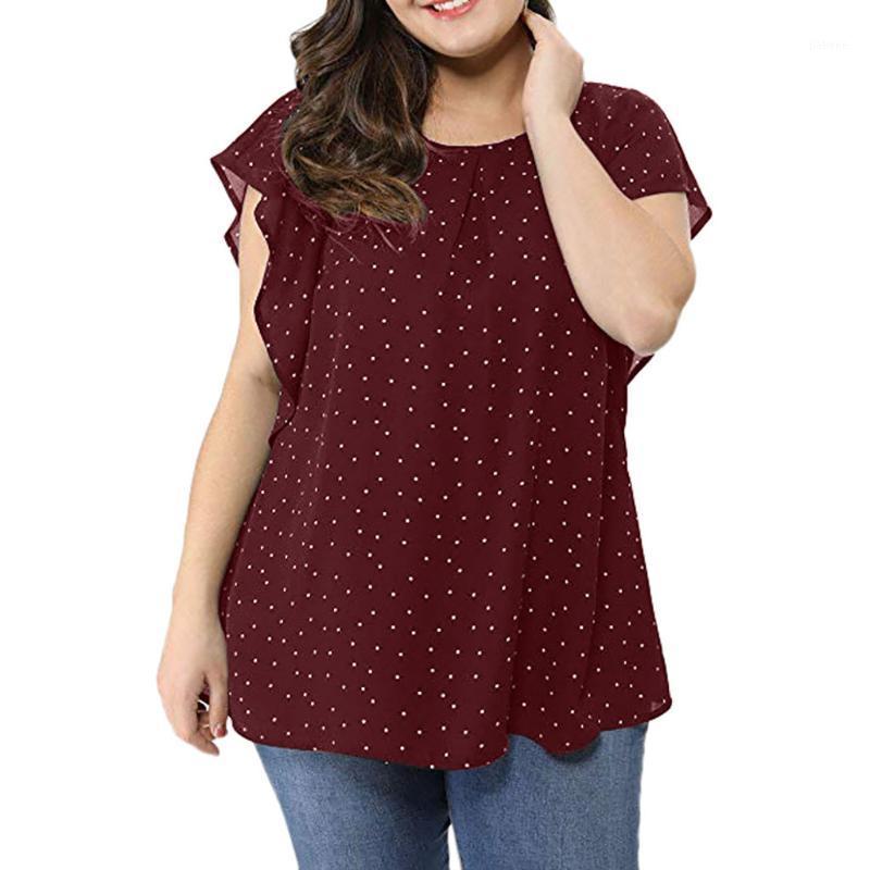 

Women's Blouses & Shirts Summer Fashion Harajuku Ruffle Sleeve Shirt Femme Tops O Neck Polka Dot Chiffon Blouse Clothes Blusas Mujer, Green