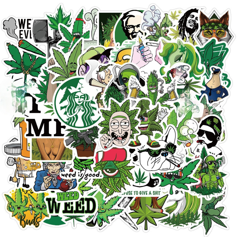 50pcs Plant Character Smoking stickers pack for Laptop Skateboard Motorcycle Decals