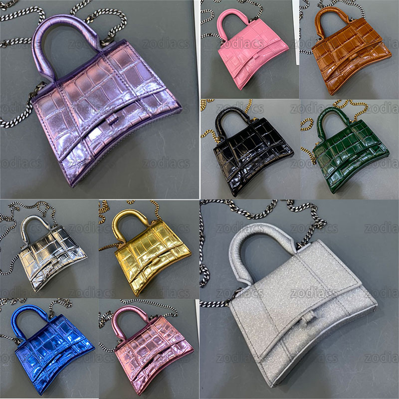 

Newest Designer bag Hourglass Mini Handbag shiny crocodile embossed Calfskin nano chain Crossbody Shoulder Bags Brand Women Mehrere Farben Purse 12cm 2022, Customize