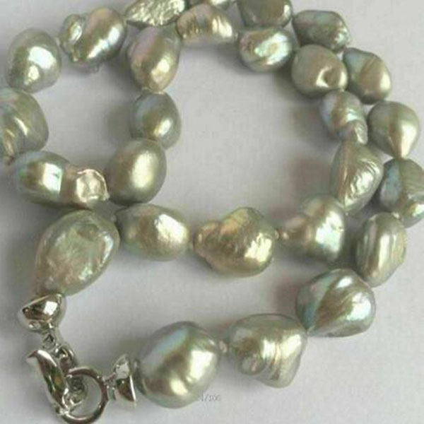 

Genuine Natural 8-9mm Gray South Sea Baroque Pearl Necklace 18'' AAA