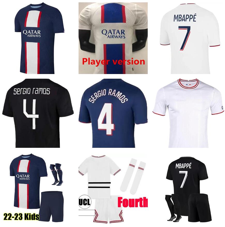 

maillot de foot 21 22 23 pSGs soccer jerseys special Champions MBAPPE HAKIMI SERGIO RAMOS 2022 2023 Wijnaldum MESSIs ICARDI men kids VERRAT, Third