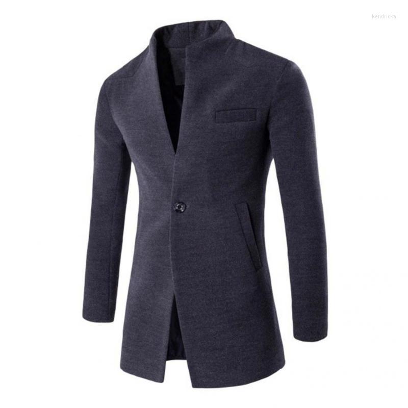 

Men's Trench Coats Autumn Winter Stylish Warm Pure Color Coat Streetwear Overcoat All Match For Party Kend22, Khaki