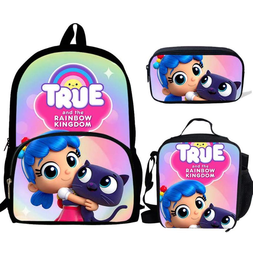 

School Bags BULEFLYER Cartoon True And Rainbow Kingdom 3PCS/SET For Teenagers Backpack Supplies Bookbag Lovely Satchel301a, P9131