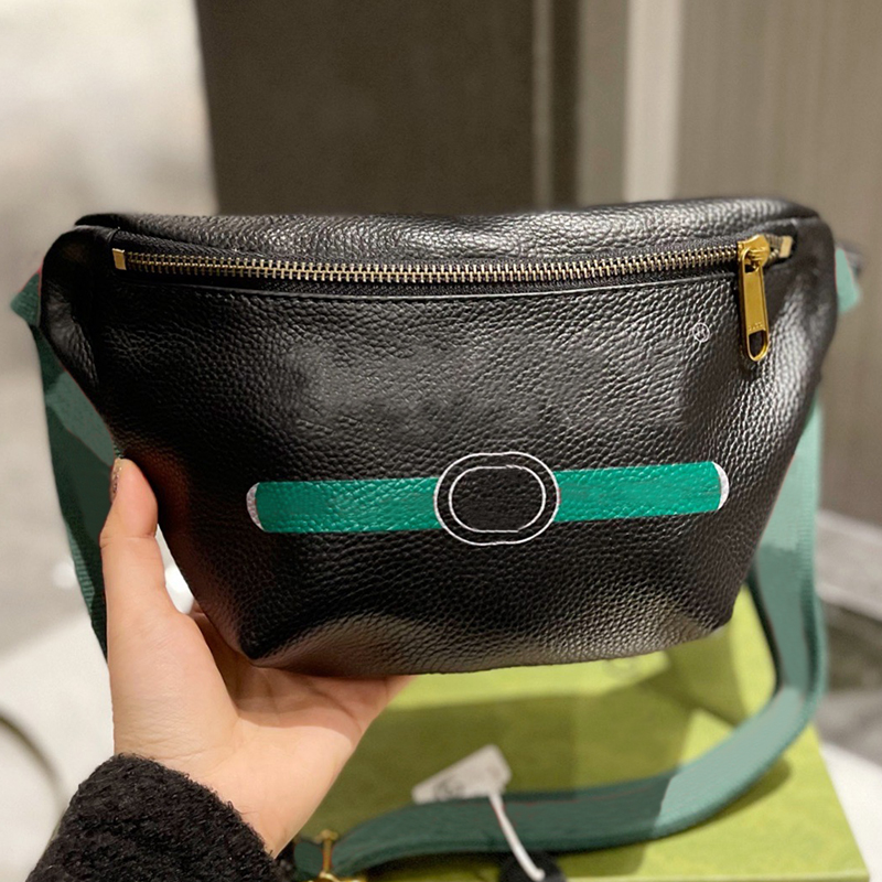 

Waist Bag Women Bumbag Belt Bag Men Cross Body Shoulder Packbag Saddle Chest Pack Purse Genuine Leather Litchi Pattern Letter Hardware Adjusting Buckle, Black