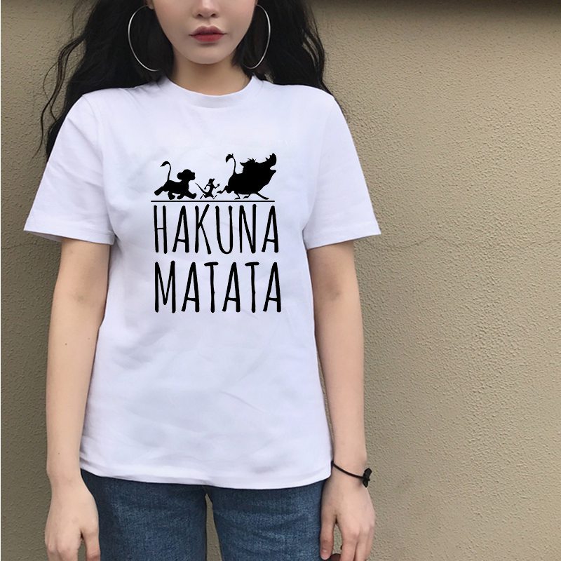 

Women' T-shirt print loose round neck letter cotton regular sleeves, Black