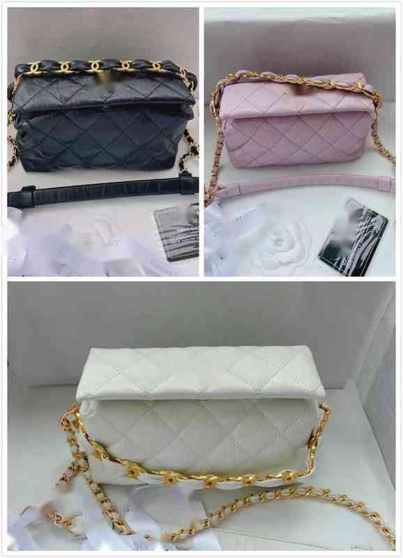 

Luxury Brand design 1910 Letter plaid woman's shoulder Chain CC bag lambskin vintage messenger bags real Leather mini evening bag 2.55 woc Vagrant flap Bags, Picture show
