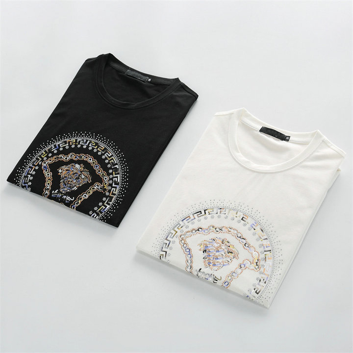 

Summer Medusa Fashion Brand Men's Diamond Short Sleeve T-shirt Youth Social Spirit Guy Half Mens Designer Clothes#99, White