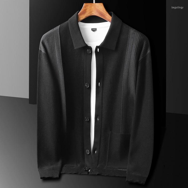 

Men's Sweaters Minglu Knitted Spring Autumn Male Luxury Single Breasted Splicing Casual Fashion Slim Fit Man Begu22, Black