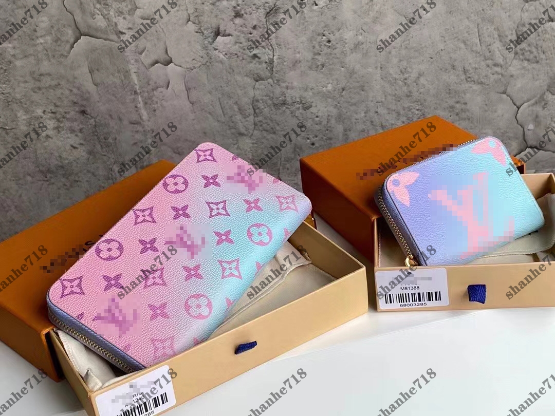 

Top Quality Gradient Zippy Long&Short Wallets Real Cowhide Women Luxury Bag Sarah Victorine Envelope Coin Purse Card Holder Designer Clutch Bags Lady Purses, Bubble paper package