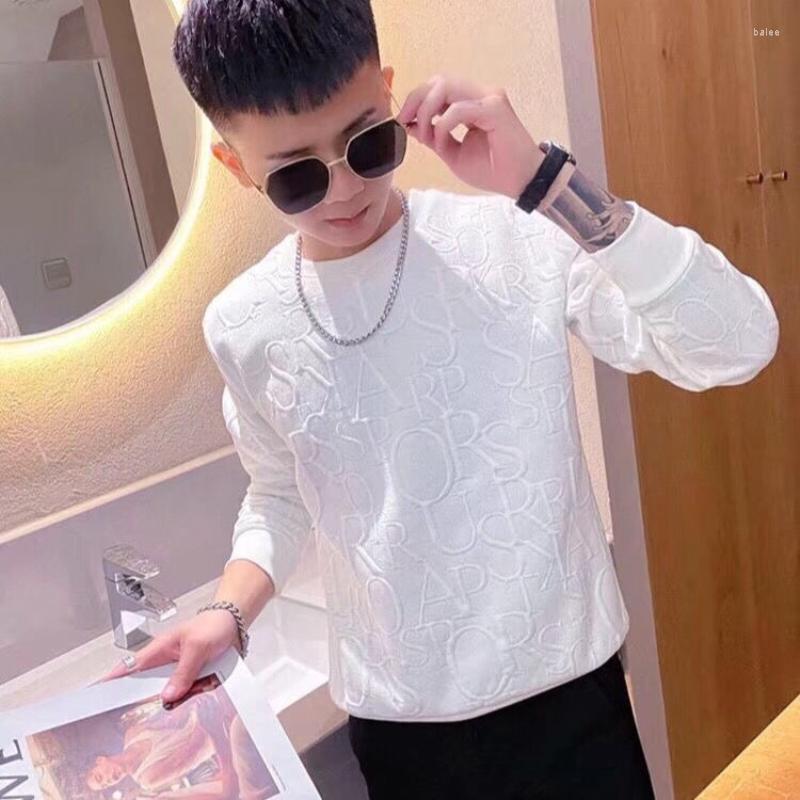 

Men's Hoodies & Sweatshirts Men's Sweater Personality Letter Embossed Long-sleeved White Trend Autumn Handsome All-match TopMen's, White1