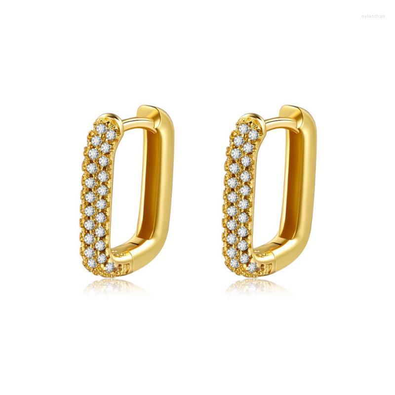 

Hoop Earrings & Huggie Simple Luxury Square Zircon Earring Crystal CZ Geometry For Women Gold Silver Color Fashion Party JewelryHoop