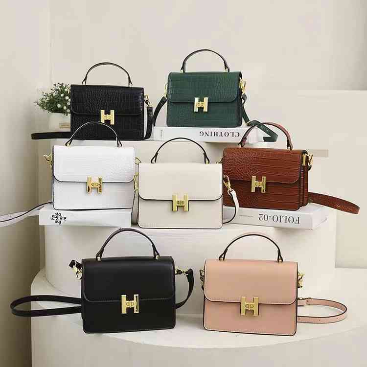 

Handbags 70% Off crocodile bag 2022 new bright leather portable women's texture messenger purses, Black one