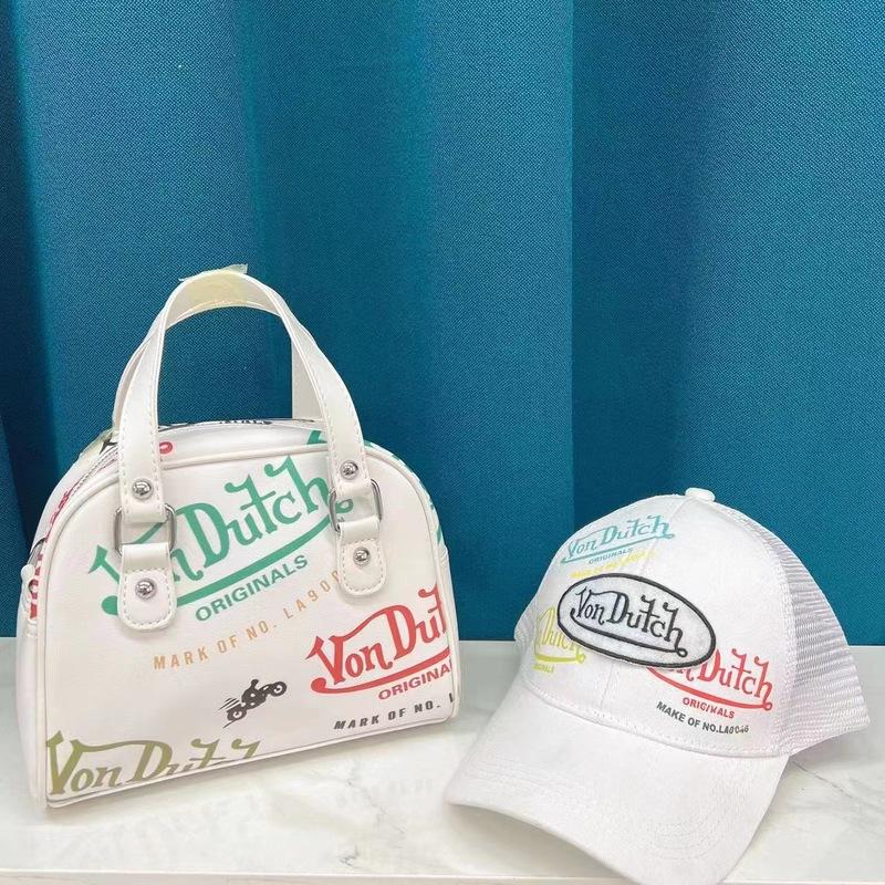 

All-Match Handbags For Women Cute Letter Printing Messenger Bag Designer Purses And Hat Set, Black