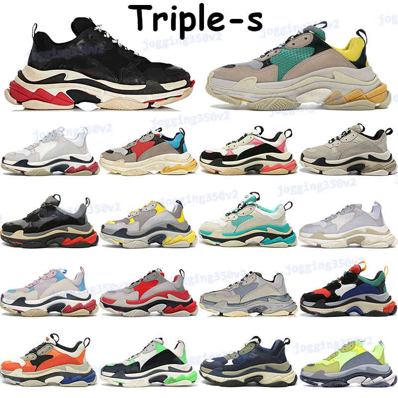 

Triple-s men women shoes platform casual balencaigas sneakers cream yellow red beige grey triple black navy white paris dad sports trainers, 12. candy