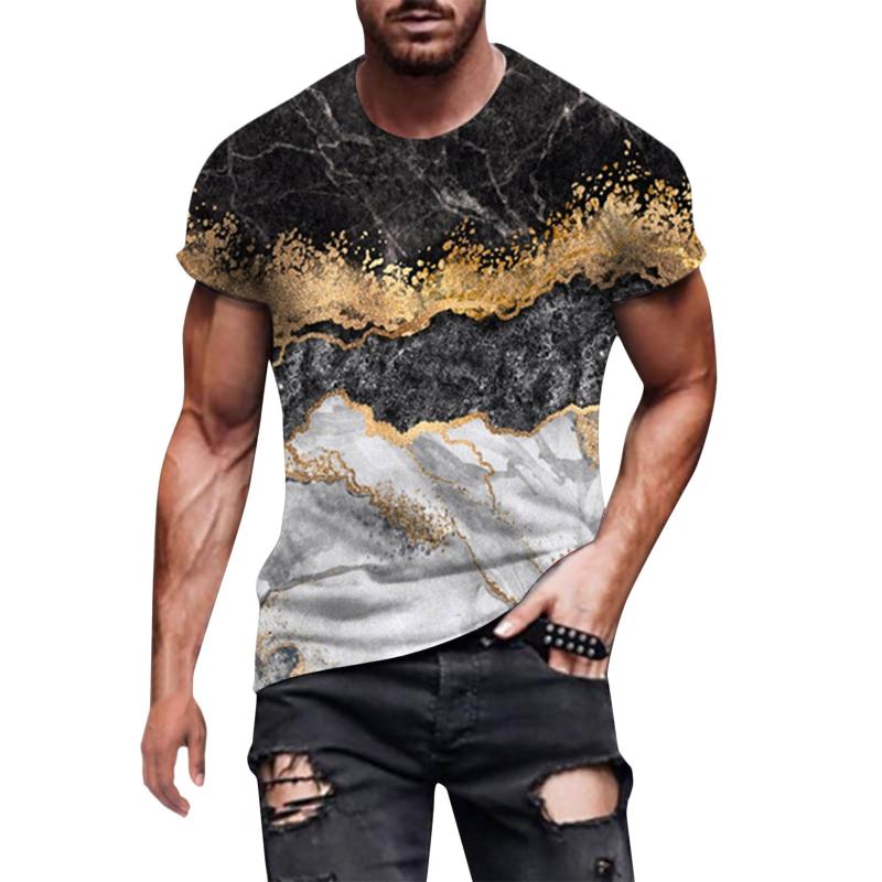 

Men's Casual Shirts Mens Dress Men Spring Summer Top Shirt Daily O Neck Printed Short Sleeve Elegant Loose White For MenMen's, Blue