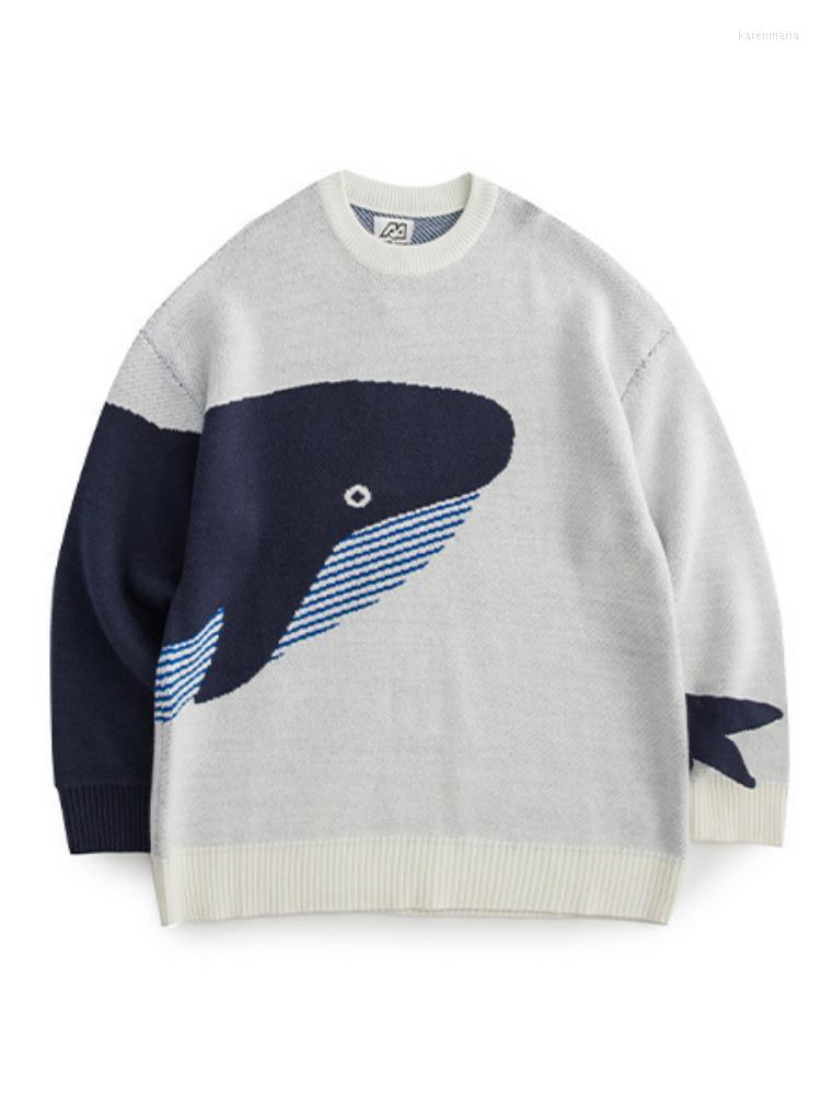 

Men's Vests Knitted Sweater Whale O-neck Harejuku Couple Pullover Casual Outwear Knitwear Streetwear Spring Autumn Sweaters For Me Kare22, White