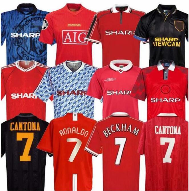 

CANTONA retro jerseys machester 1992 BECKHAM GIGGS HUGHES INCE SHARPE united vintage 1990 1996 Man soccer jersey SCHOLES 98-99 classic football Kits